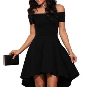 Off-the-shoulder party dress in black